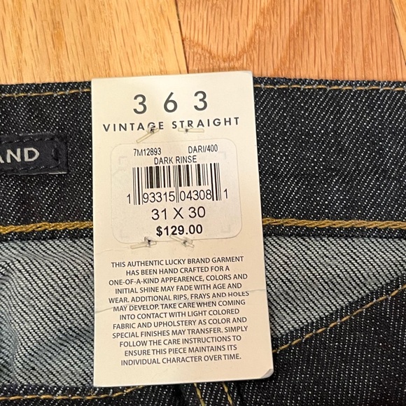 363 Lucky Brand Vintage Straight Jeans Dark Rinse 31x30 - Picture 4 of 7
